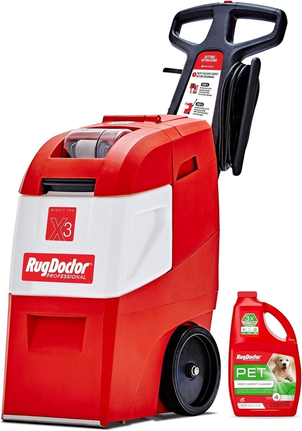 Rug Doctor X3 Commercial Carpet Cleaner Pet Pro Pack with Stain & Odor Removers