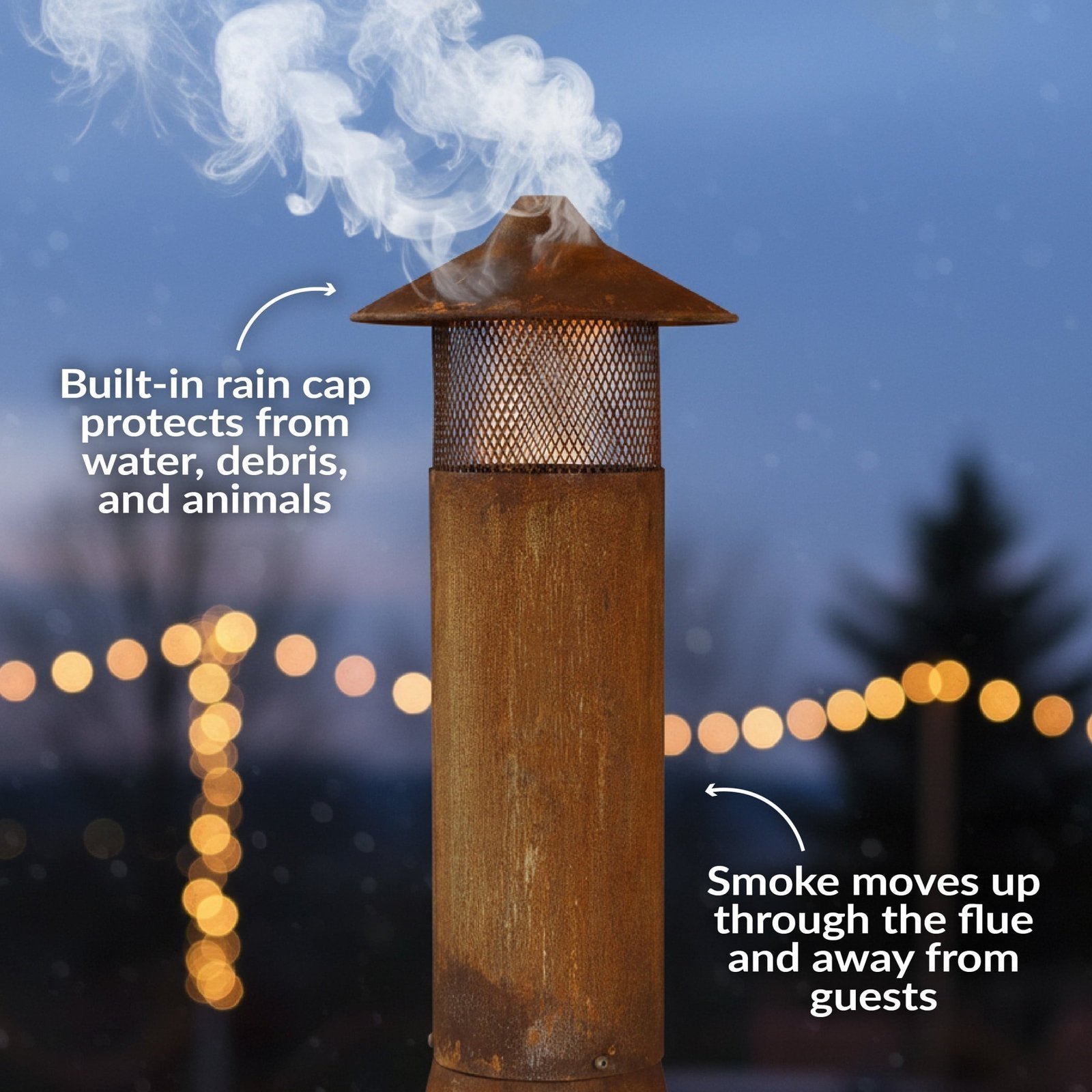 Sunnydaze 70″ Rust Patina Finish Steel Wood-Burning Chiminea with Spark Screen - Image 6