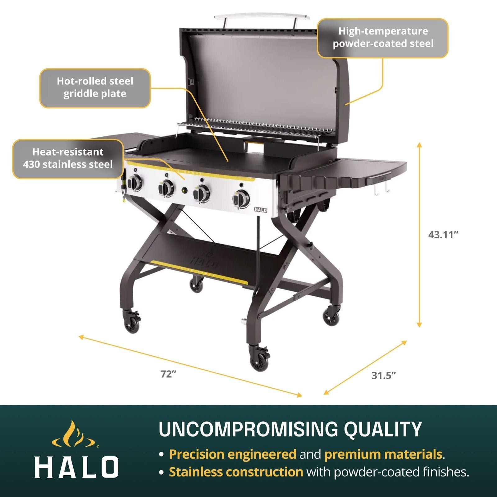 Halo Elite4B Outdoor Griddle | Dual Zone Burner System | Wind-Proof & Wall-to-Wall Heat | Natural Gas Compatible | Up to 750°F | 5-Year Warranty | 10 - Image 3