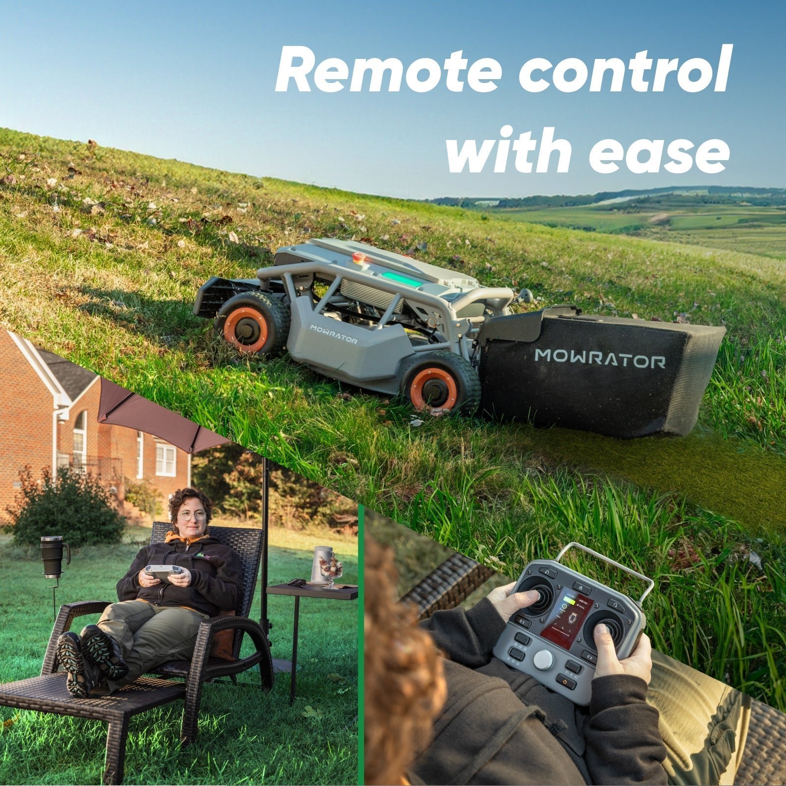 Mowrator S1 21″ Leaf & Lawn 4WD 119% Slope (50°) Remote Control Mower Grip Tread Tire Edition - Image 3