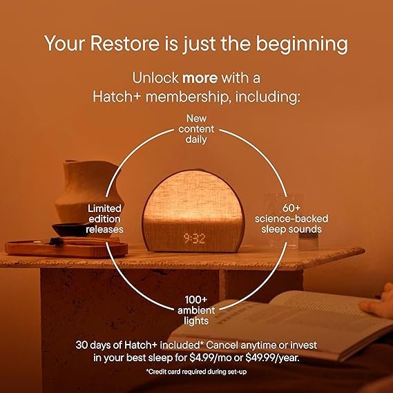Hatch Restore 3 Sunrise Alarm Clock, Sound Machine, Smart Light (Putty) – White Noise, Screen-Free Sleep Routine - Image 5