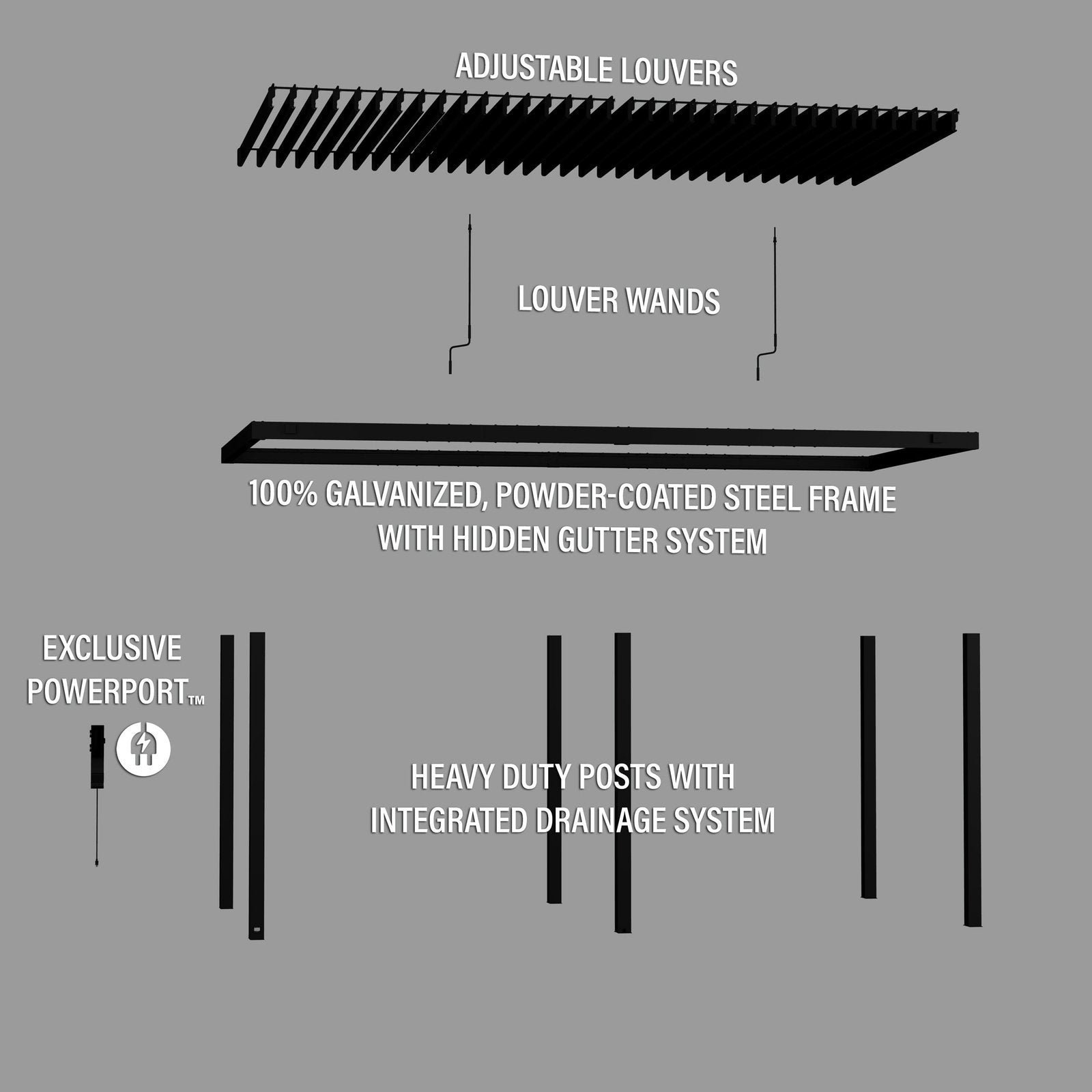 20×10 Sarasota Steel Louvered Pergola - Image 5
