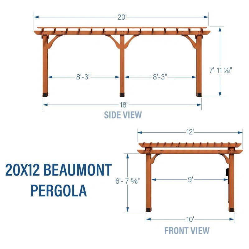 Beaumont 20×12 All Cedar Wooden Pergola - Image 2
