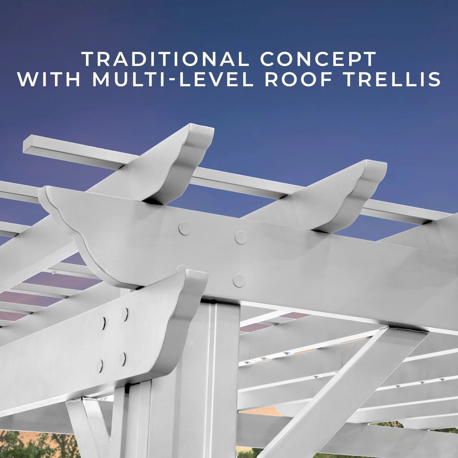 12×10 Hawthorne Traditional Steel Pergola With Sail Shade Soft Canopy - Image 9