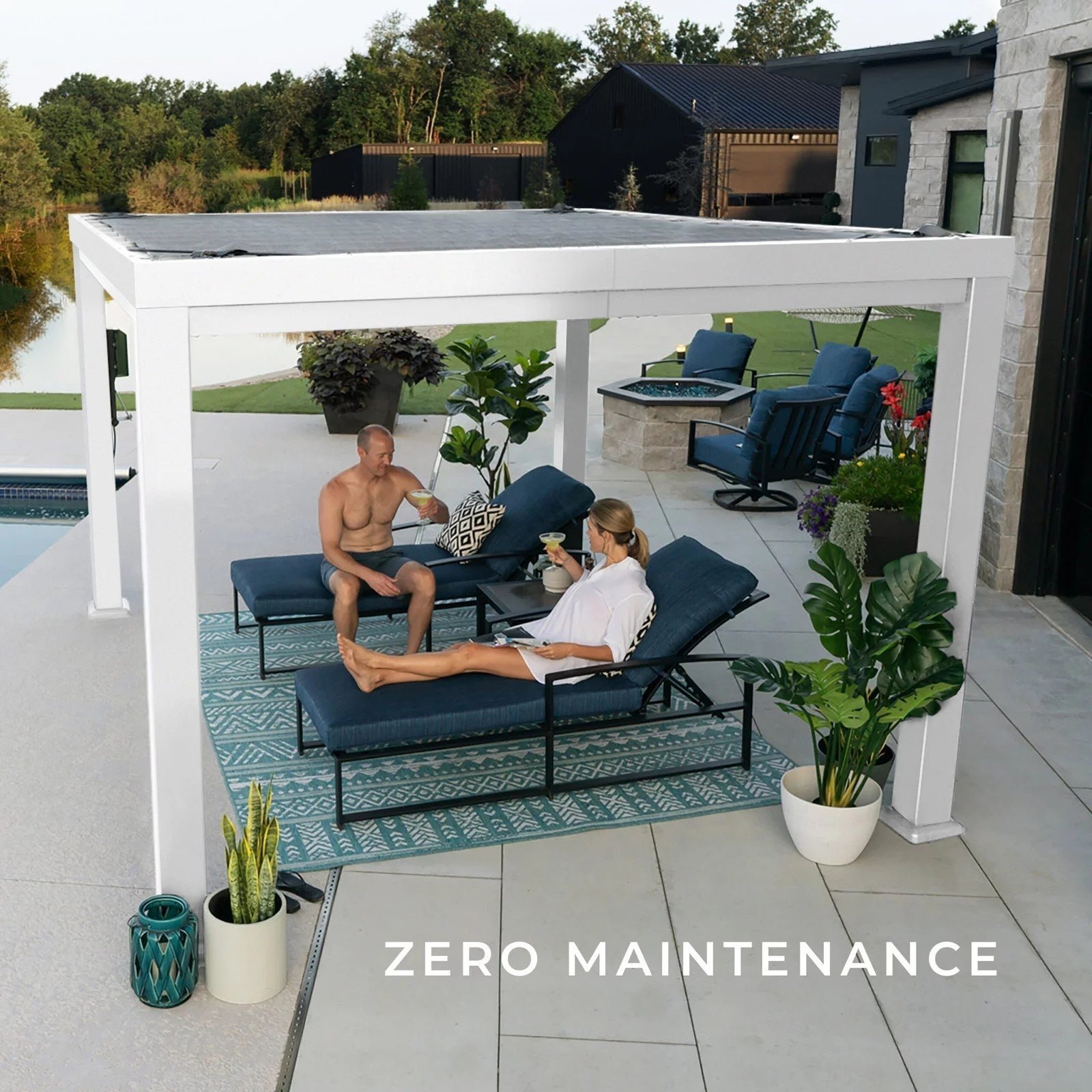 12×10 Windham Modern Steel Pergola With Sail Shade Soft Canopy - Image 4