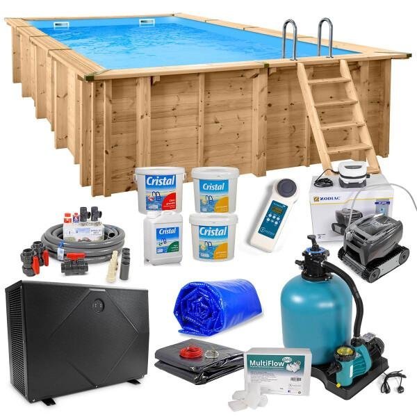 Piscine bois rectangulaire UBBINK Azura 400 x 200 x 126 cm, structure en pin traité, kit complet - Image 4