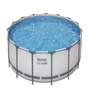 Bestway Steel Pro MAX 10 Foot x 30 Inch Round Metal Frame Above Ground Outdoor Backyard Swimming Pool Set with 330 GPH Filter Pumps