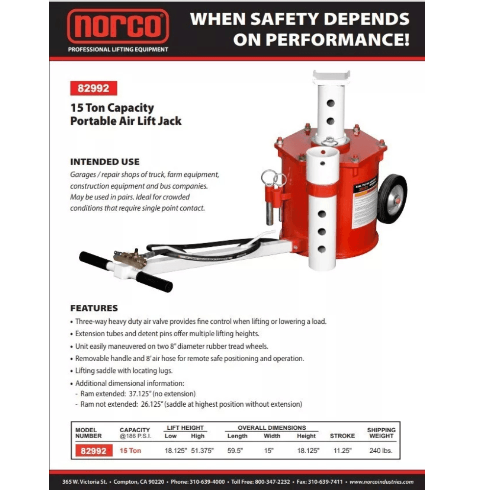 Designasofadfw 15-Ton Heavy-Duty Portable Air-Powered Hydraulic Lift Jack - Image 3