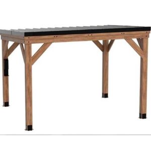 Backyard Discovery Arcadia 12' x 9.5' Cedar Wood Slope Roof Gazebo Patio Pavilion with Black Steel Roof and PowerPort