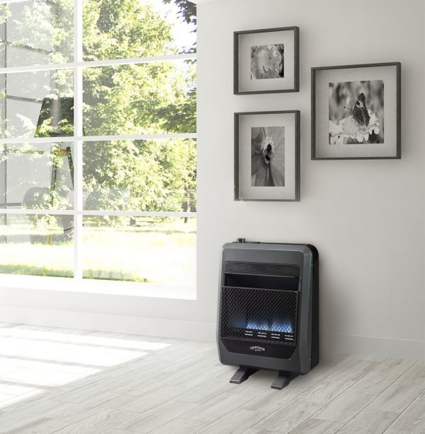 Bluegrass Living 20,000 BTU Propane Gas Ventless Blue Flame Space Heater with Blower and Base Feet B20TPB-BB - Image 3