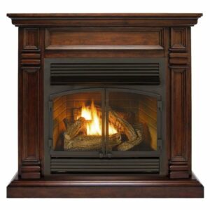 Duluth Forge 32,000 BTU Dual Fuel Ventless Gas Fireplace with Walnut Mantel