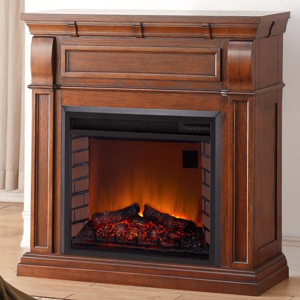 Duluth Forge Auburn Cherry Full Size Electric Fireplace with Wood Mantel - Image 2