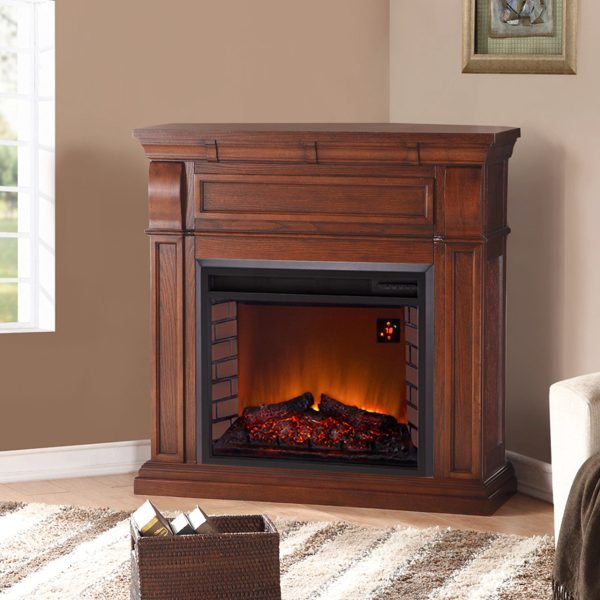 Duluth Forge Auburn Cherry Full Size Electric Fireplace with Wood Mantel - Image 3