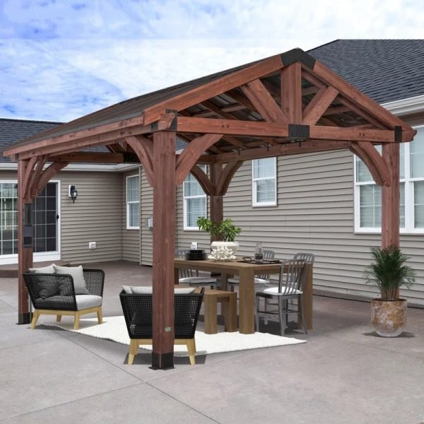 Backyard Discovery Arlington 12' x 12' Cedar Wood Outdoor Patio Gazebo - Image 2