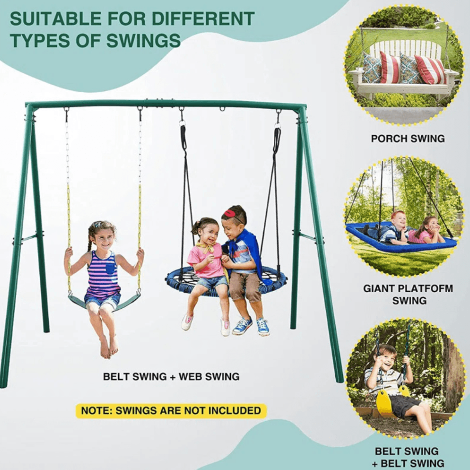Designasofa 440 lbs Heavy-Duty Metal Swing Frame A-Frame Stand with 5 Hooks - Image 5