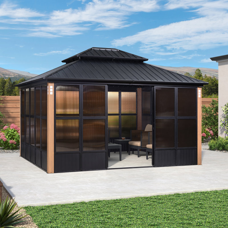 Designa 12' x 14' Hardtop Aluminum Gazebo with Galvanized Steel Roof - Image 4