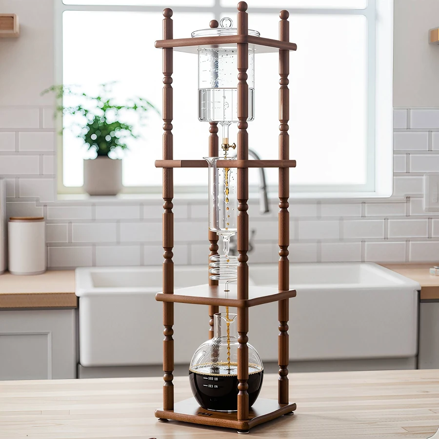 Yama 25 Cup Cold Brew Tower Curved Brown Wood Frame - Image 3
