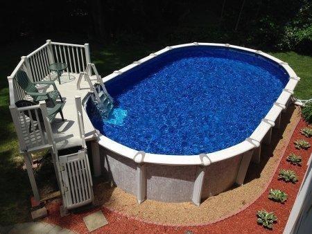 Vinylworks 5′ x 13.5′ Resin Above Ground Swimming Pool Deck Kit Taupe - Image 4